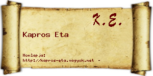 Kapros Eta névjegykártya